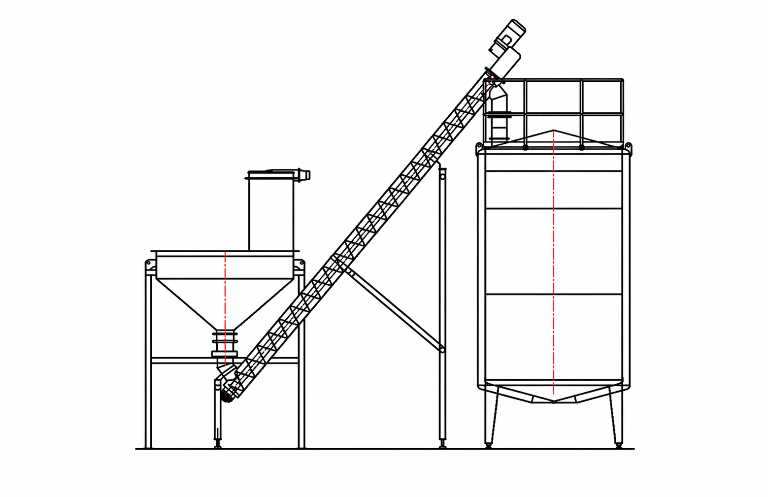 Powder handling system line diagram
