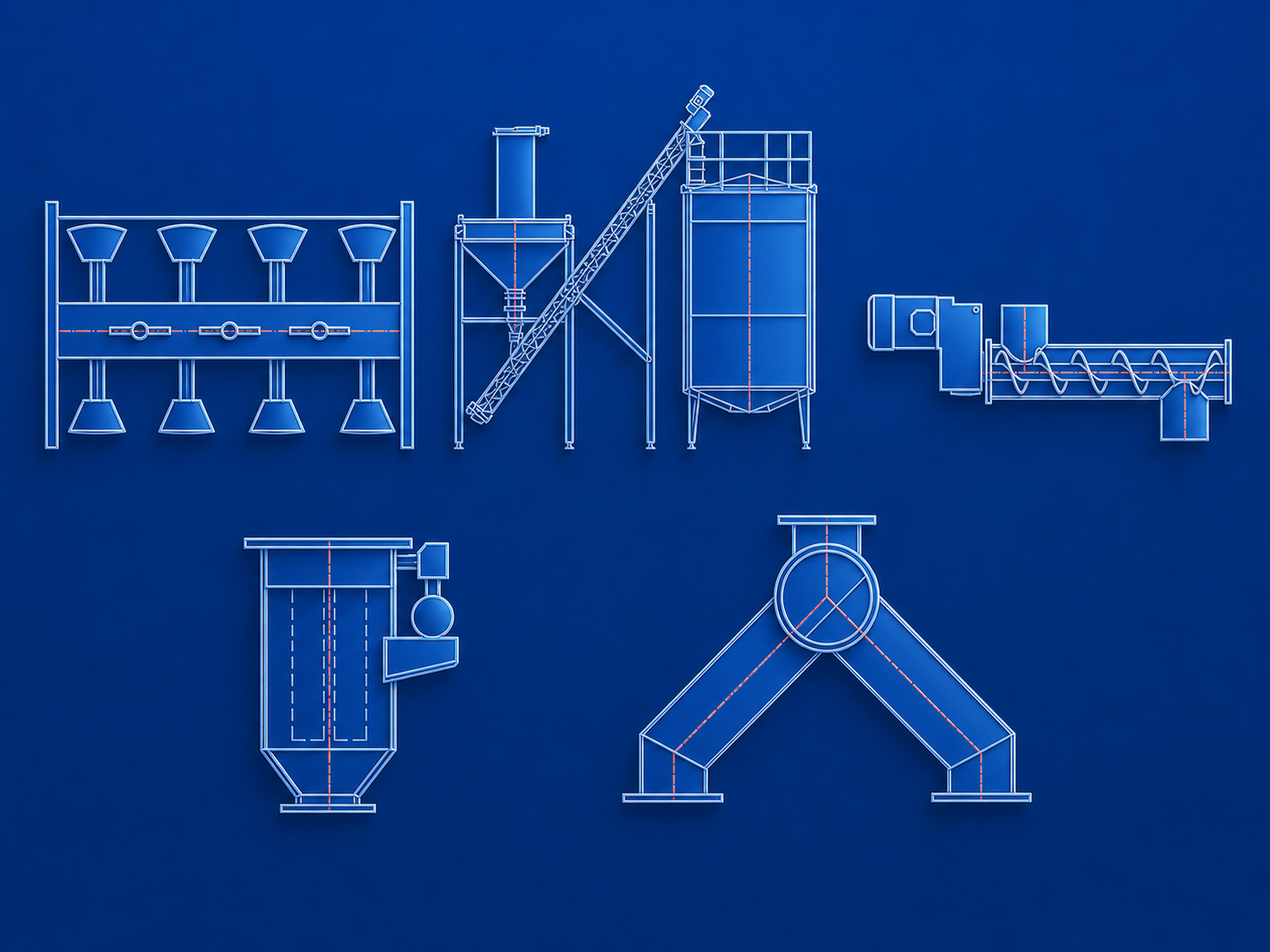 Stellex Equipments reference gallery — installed bulk material handling systems