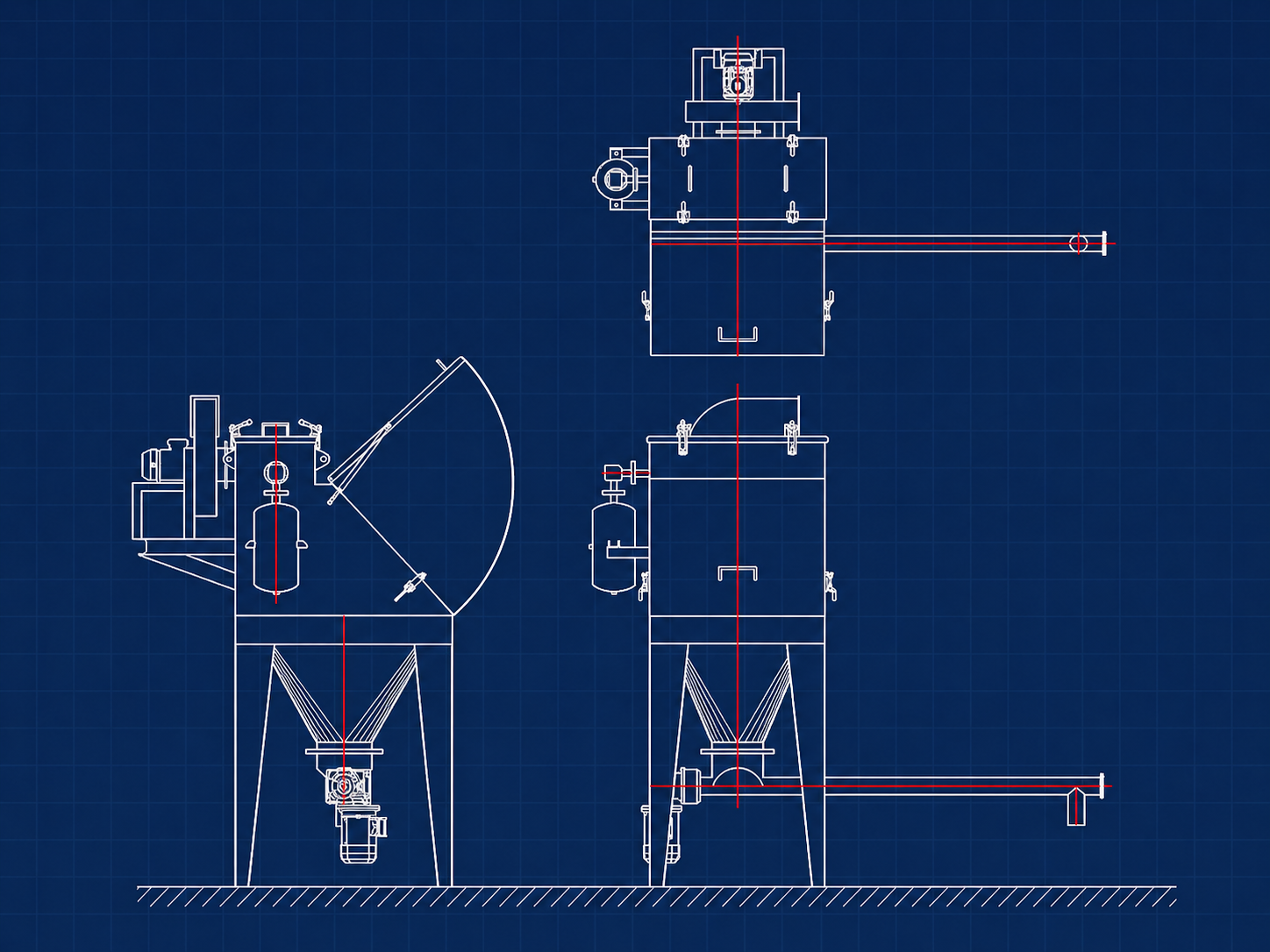 Stellex powder handling system overview — bag dump, sieve, transfer and dosing line